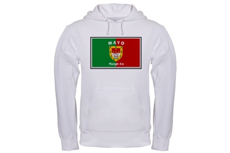 Hooded White Sweatshirt - Full Chest GAA Flag