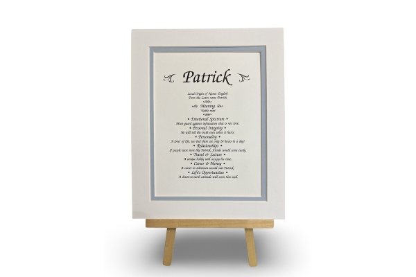 Baby Boys 200 SET - First Name Origin & Meaning 8x10 White Over Blue